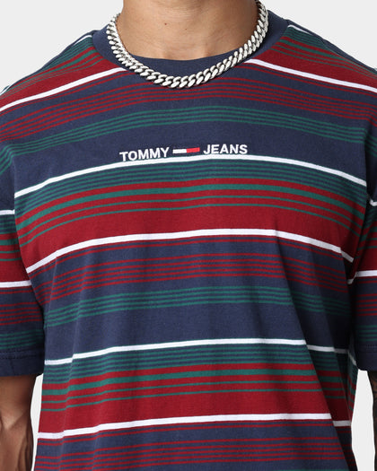 Tommy Jeans TJM Stripe Linear Logo T-Shirt Twilight Navy