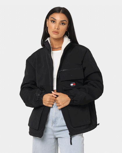 Tommy Jeans Reversible Sherpa Jacket Black