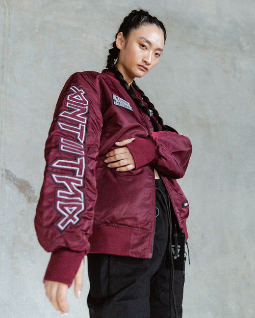 The Anti Order Oblivion Bomber Jacket Dark Burgundy