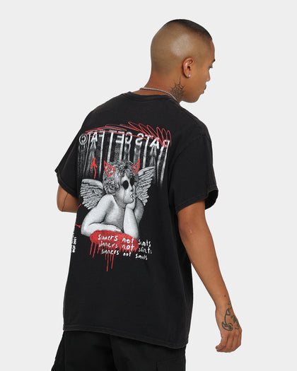 Rats Get Fat Sinner Not Saints Vintage T-Shirt Black Wash
