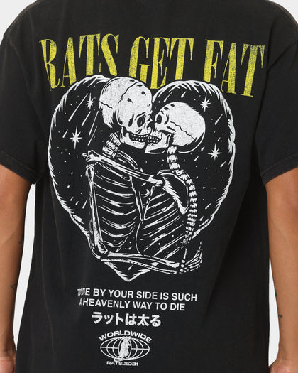 Rats Get Fat By Your Side Vintage T-Shirt Black Wash