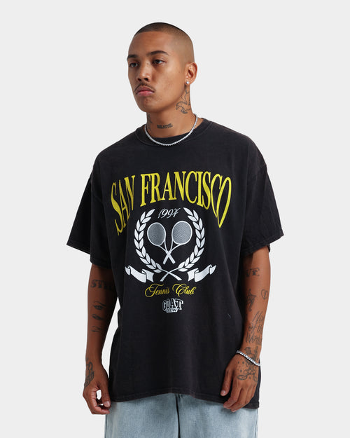 Goat Crew Tennis Club Vintage T-Shirt Black Wash