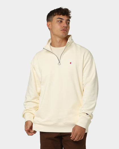 Champion Reverse Weave Terry Quarter Zip Sweater Chalk White