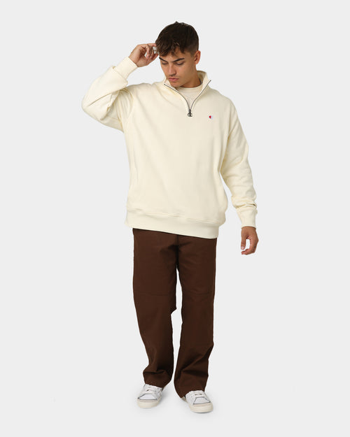 Champion Reverse Weave Terry Quarter Zip Sweater Chalk White