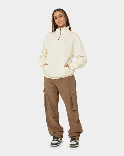 Champion Reverse Weave Terry Quarter Zip Sweater Chalk White