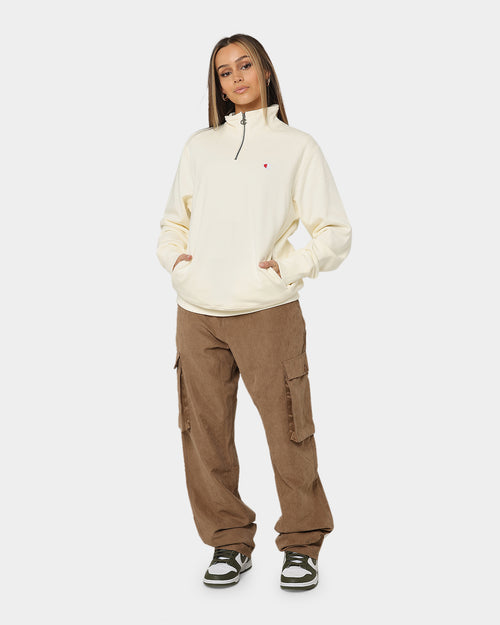 Champion Reverse Weave Terry Quarter Zip Sweater Chalk White