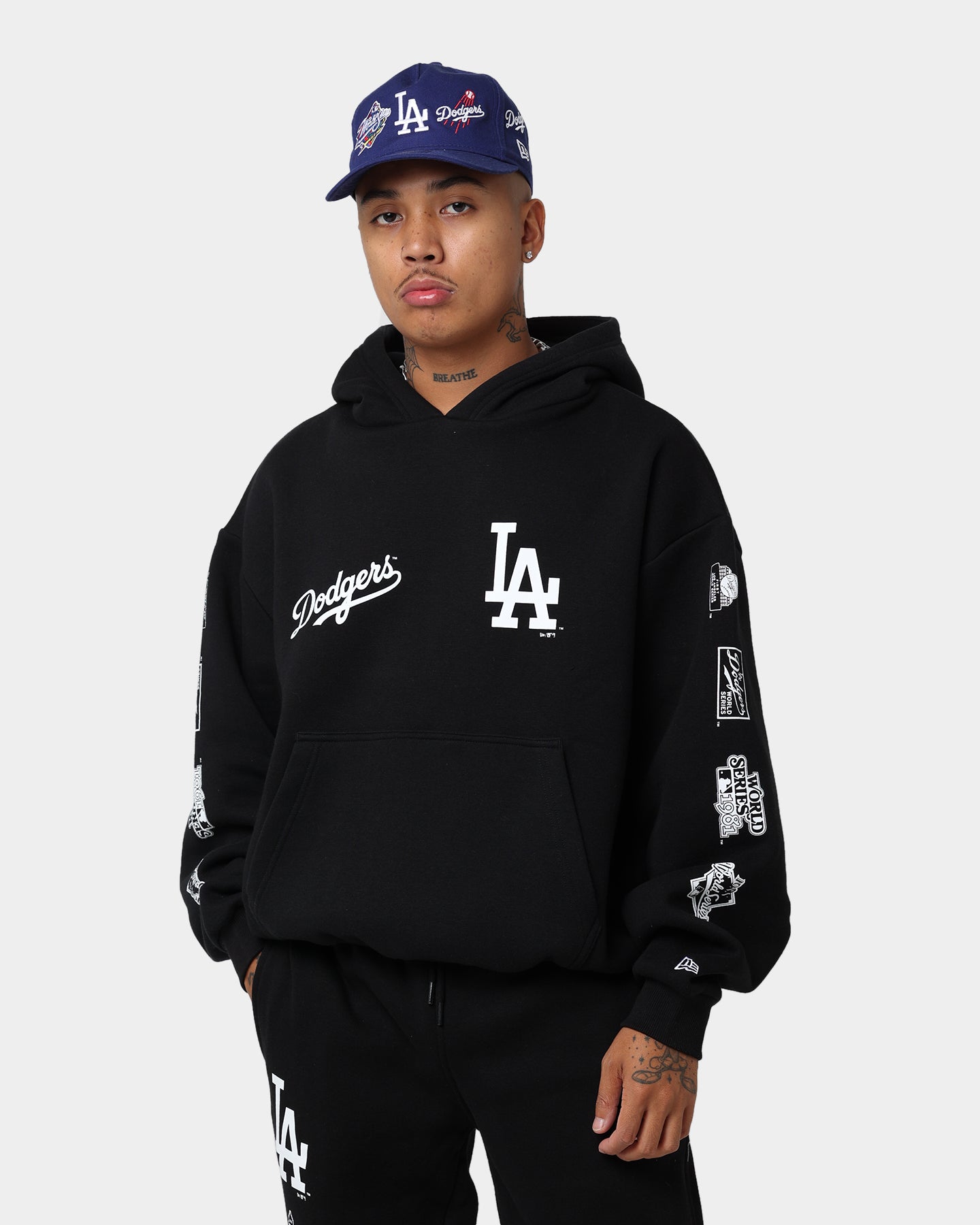 New Era Los Angeles Dodgers Oversized Hoodie Black/White New Era Los Angeles Dodgers Oversized Hoodie Black/White