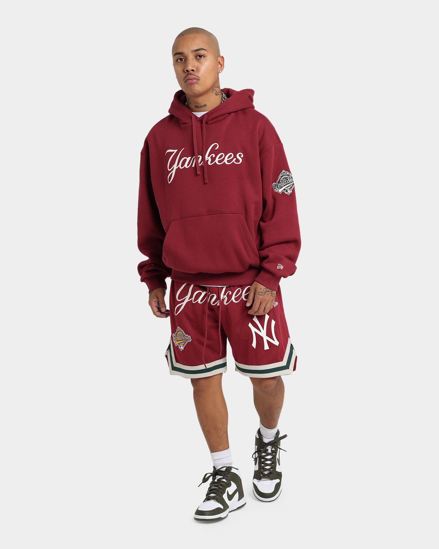 New Era New York Yankees Chain Stitch Hoodie Cardinal