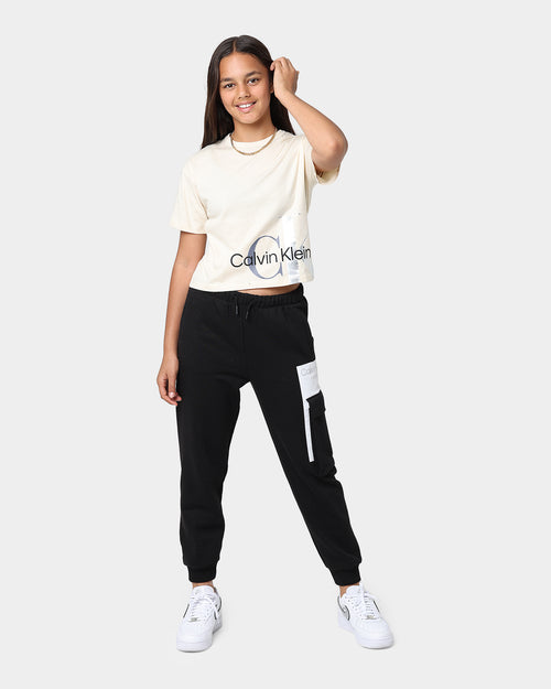 Calvin Klein Kids' Mixed Monogram Cut Off T-Shirt Muslin