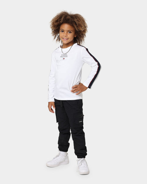 Tommy Hilfiger Kids' Tape Logo Long Sleeve T-Shirt White