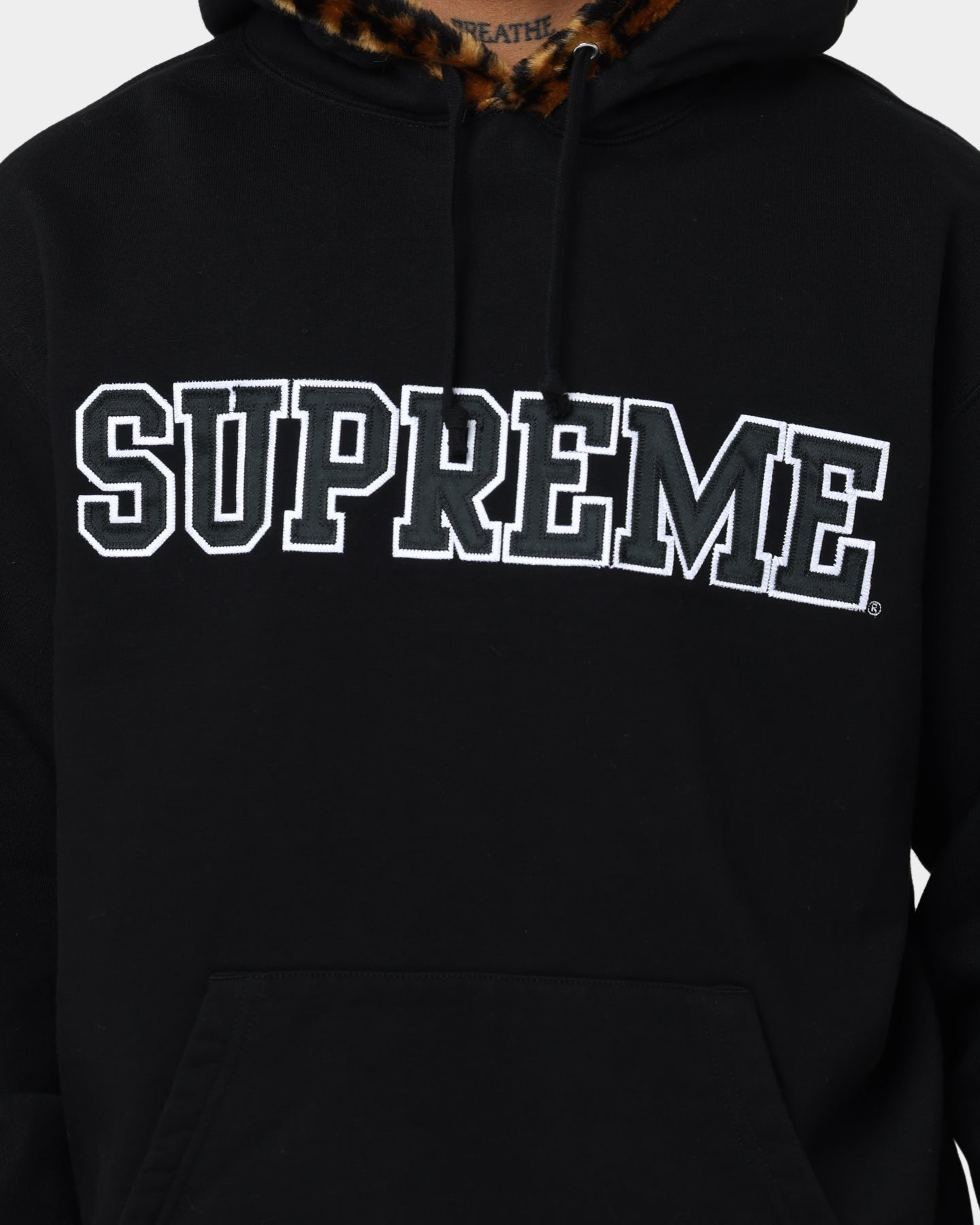 Supreme Leopard Trim Hooded Sweatshirt Black | Culture Kings US