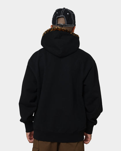 Supreme Leopard Trim Hooded Sweatshirt Black