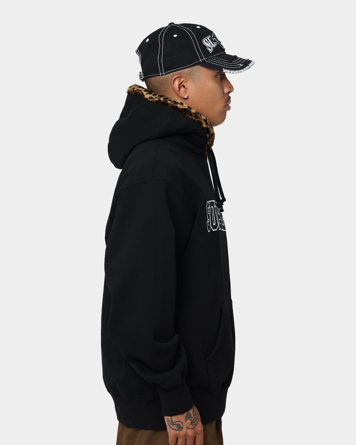 Supreme Leopard Trim Hooded Sweatshirt Black | Culture Kings US