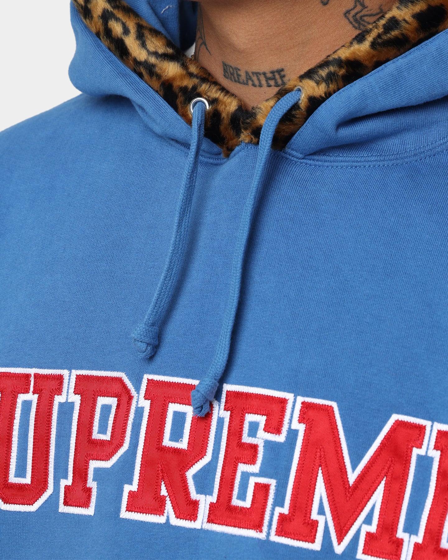 Supreme Leopard Trim Hooded Sweatshirt Blue | Culture Kings US