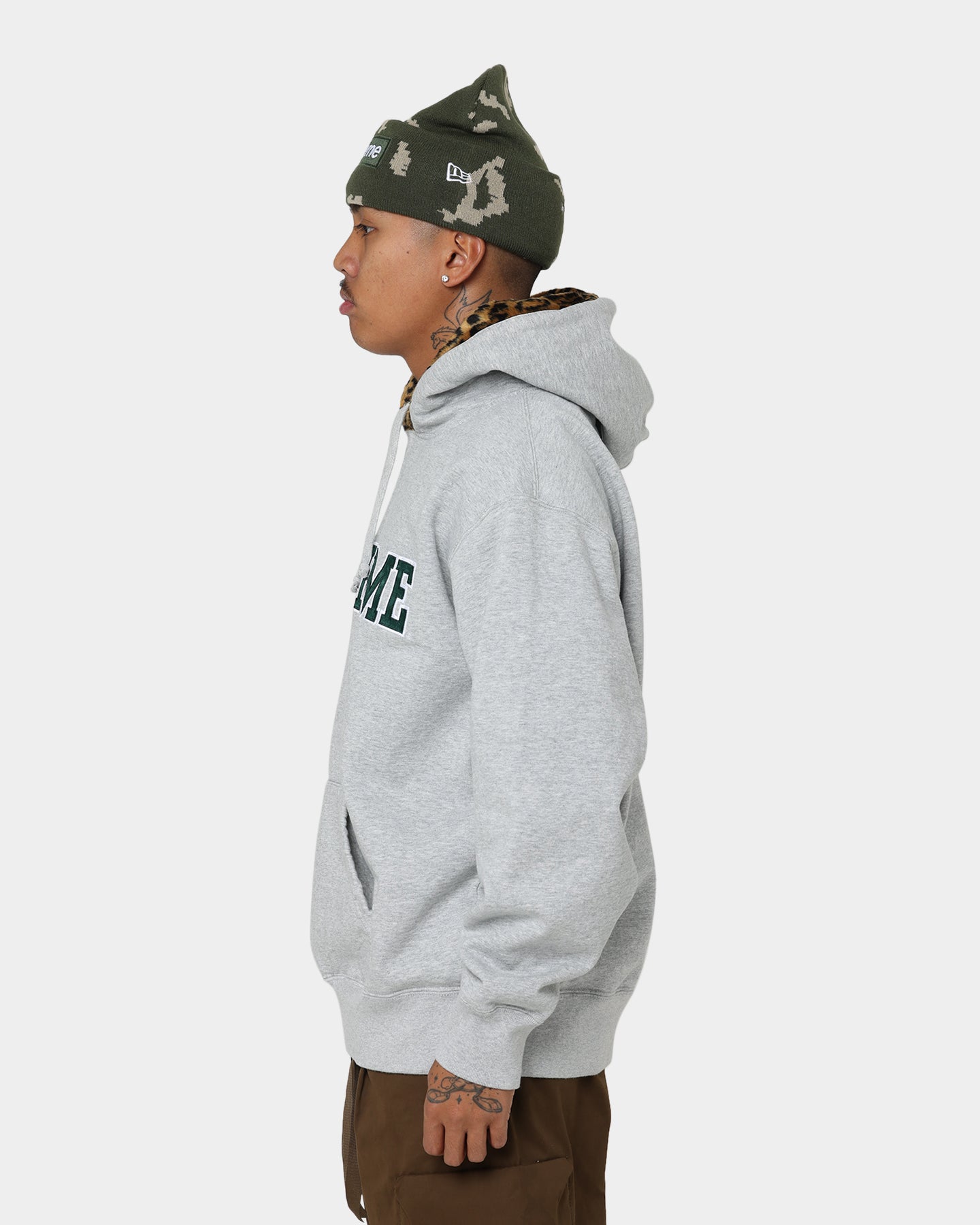 Supreme Leopard Trim Hooded Sweatshirt Grey | Culture Kings US Supreme Leopard Trim Hooded Sweatshirt Grey | Culture Kings US