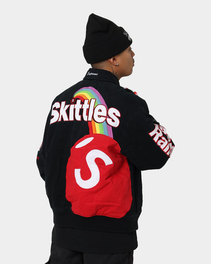 Supreme X Mitchell & Ness X Skittles Varsity Jacket Black