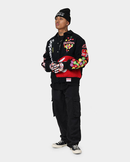Supreme X Mitchell & Ness X Skittles Varsity Jacket Black