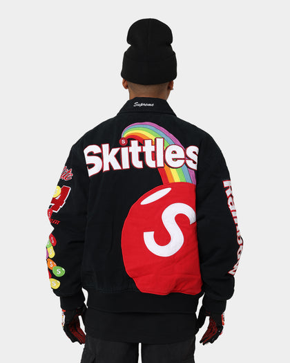 Supreme X Mitchell & Ness X Skittles Varsity Jacket Black