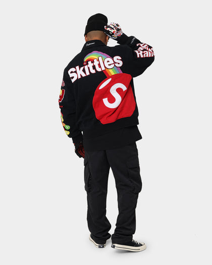 Supreme X Mitchell & Ness X Skittles Varsity Jacket Black