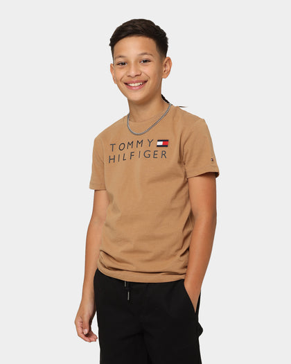 Tommy Hilfiger Kids' Large Logo T-Shirt Basket Brown