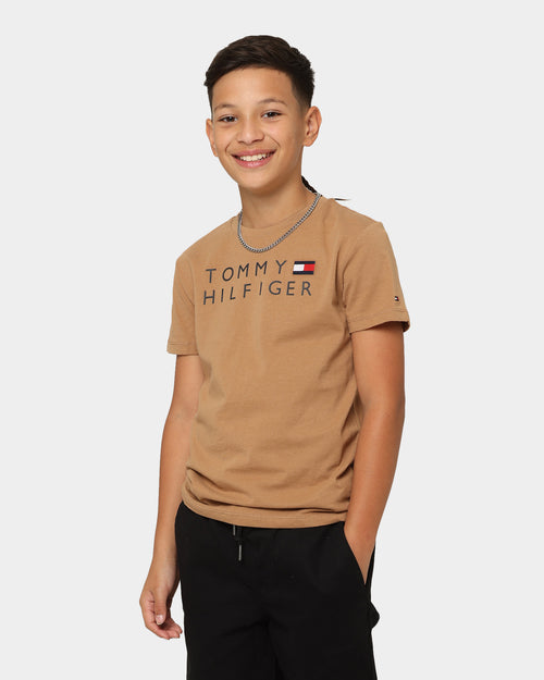 Tommy Hilfiger Kids' Large Logo T-Shirt Basket Brown