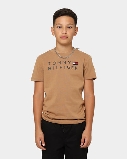 Tommy Hilfiger Kids' Large Logo T-Shirt Basket Brown