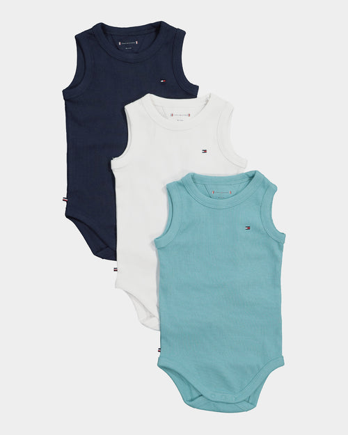 Tommy Hilfiger Infant Rib Bodysuit 3 Pack Gift Set Crest