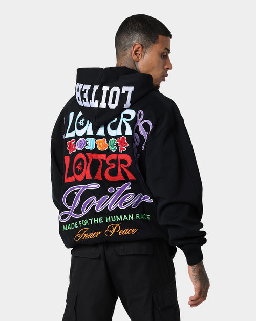 Loiter Stacked Logo Hoodie Black