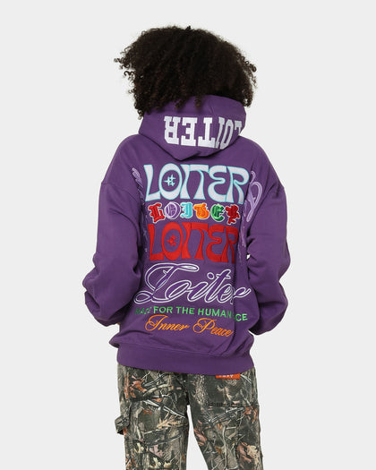 Loiter Stacked Logo Hoodie Purple