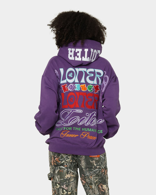 Loiter Stacked Logo Hoodie Purple