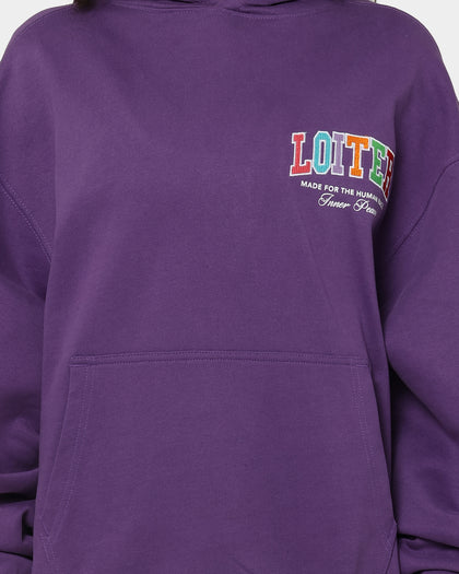 Loiter Stacked Logo Hoodie Purple