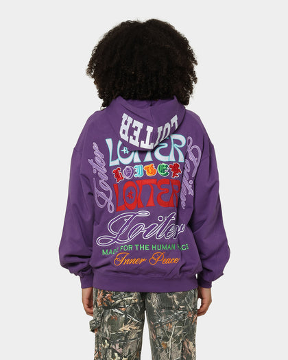 Loiter Stacked Logo Hoodie Purple
