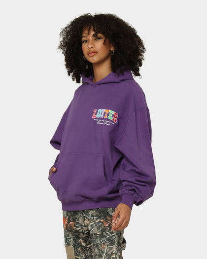 Loiter Stacked Logo Hoodie Purple