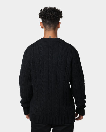 Fred Perry Cable Knit V Neck Jumper Black