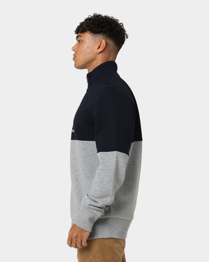 Fred Perry Colourblock Half Zip Sweatshirt Steel Marl