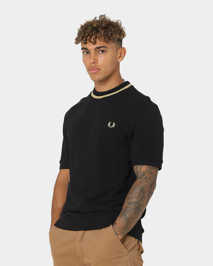 Fred Perry Crew Neck Pique T-Shirt Black/Champagne