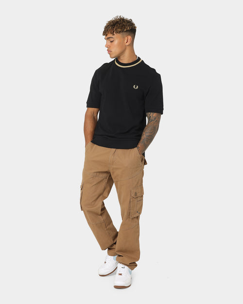 Fred Perry Crew Neck Pique T-Shirt Black/Champagne