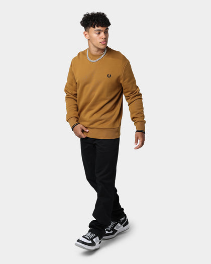 Fred Perry Crew Neck Sweatshirt Dark Caramel/Black