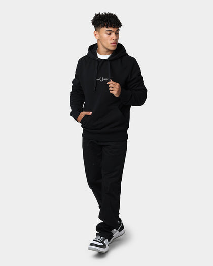 Fred Perry Embroidered Hooded Sweatshirt Black