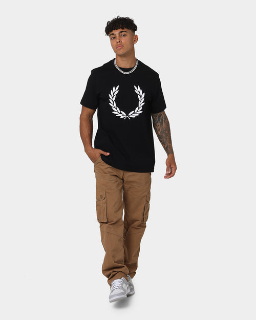 Fred Perry Flock Laurel Wreath T-Shirt Black