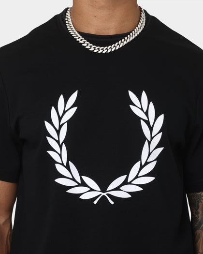 Fred Perry Flock Laurel Wreath T-Shirt Black
