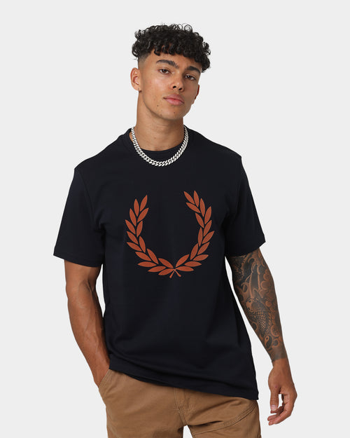 Fred Perry Flock Laurel Wreath T-Shirt Navy
