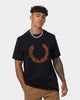 Fred Perry Flock Laurel Wreath T-Shirt Navy