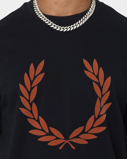 Fred Perry Flock Laurel Wreath T-Shirt Navy