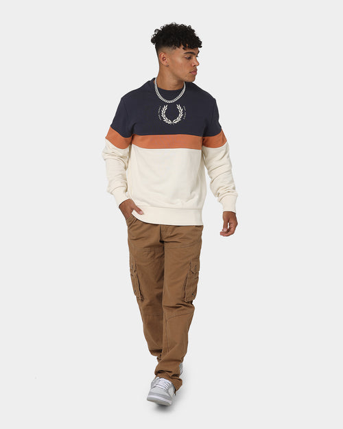 Fred Perry Colour Block Sweatshirt Ecru