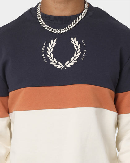 Fred Perry Colour Block Sweatshirt Ecru