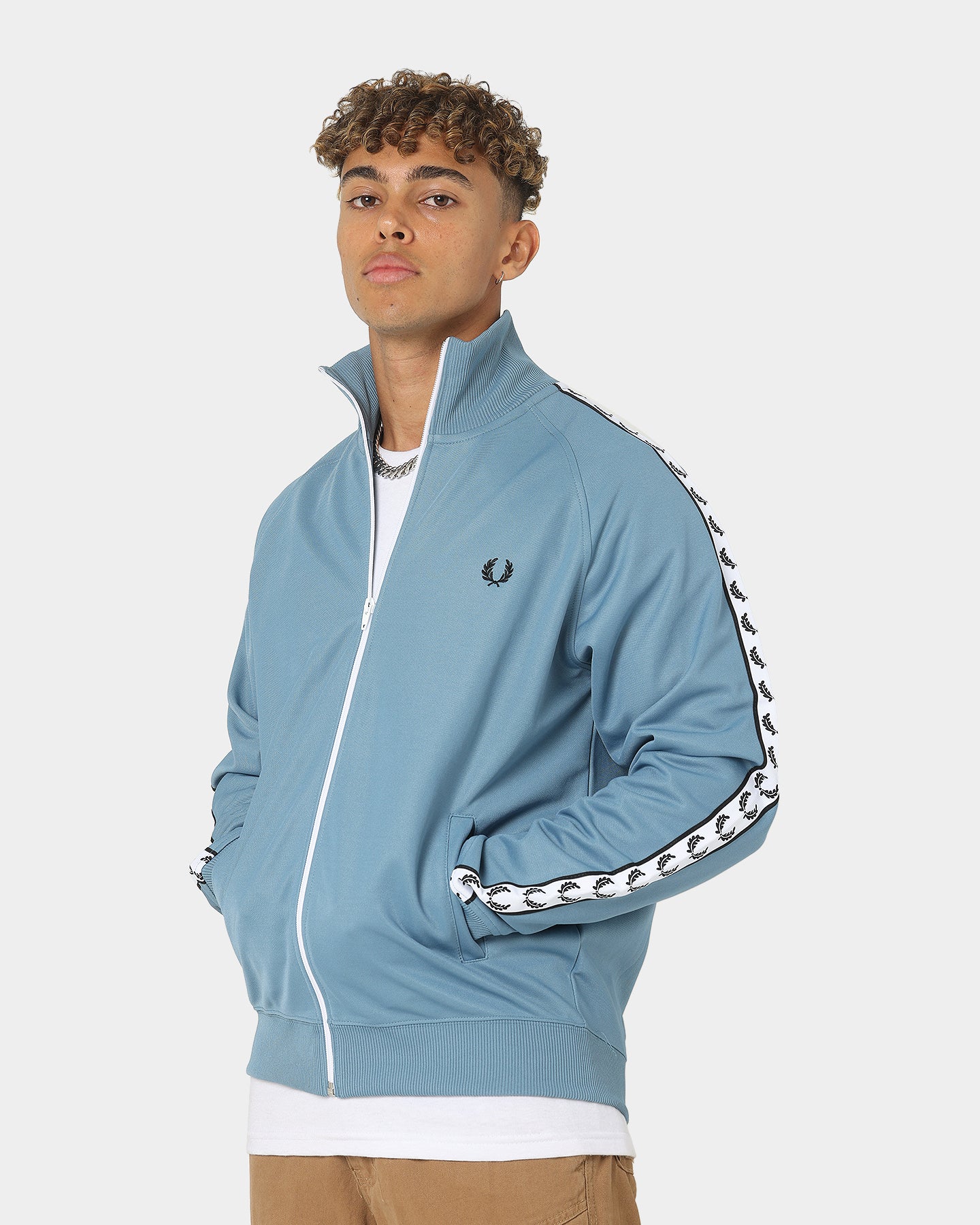 Fred Perry Taped Track Jacket Ash Blue | Culture Kings US