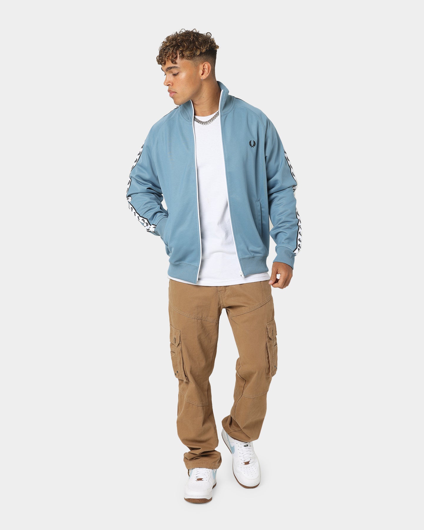 Fred Perry Taped Track Jacket Ash Blue | Culture Kings US