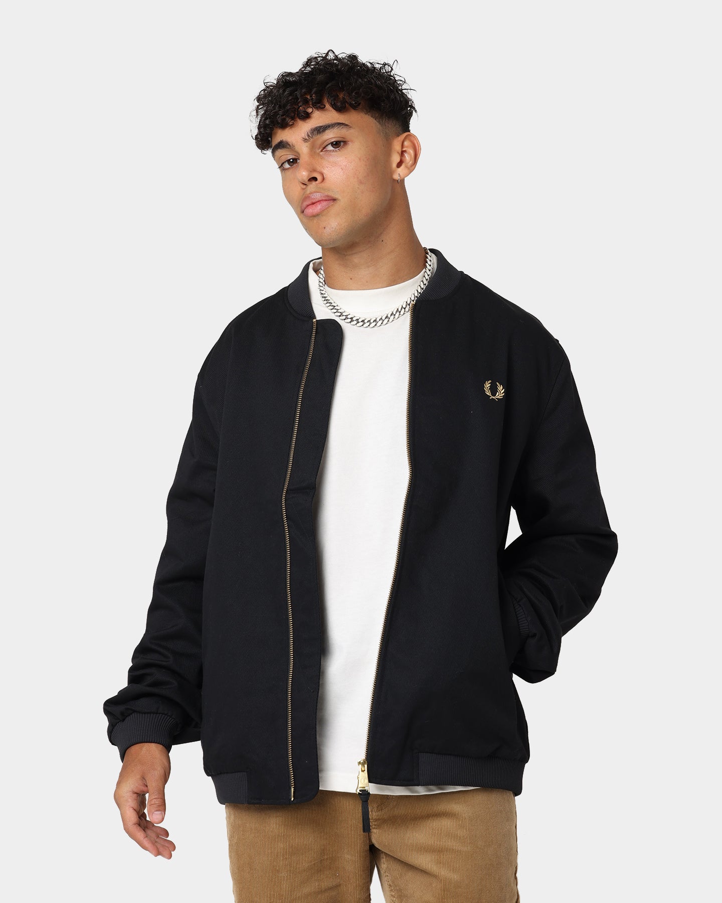 Fred Perry Twill Bomber Jacket Black | Culture Kings US