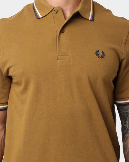 Fred Perry Twin Tipped Polo Shirt Dark Caramel